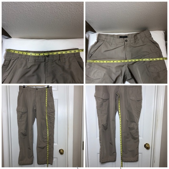 5.11 Tactical Men's Fast-Tac Khaki Lightweight Straight Leg Cargo Pants 34 X 30 - Picture 13 of 16